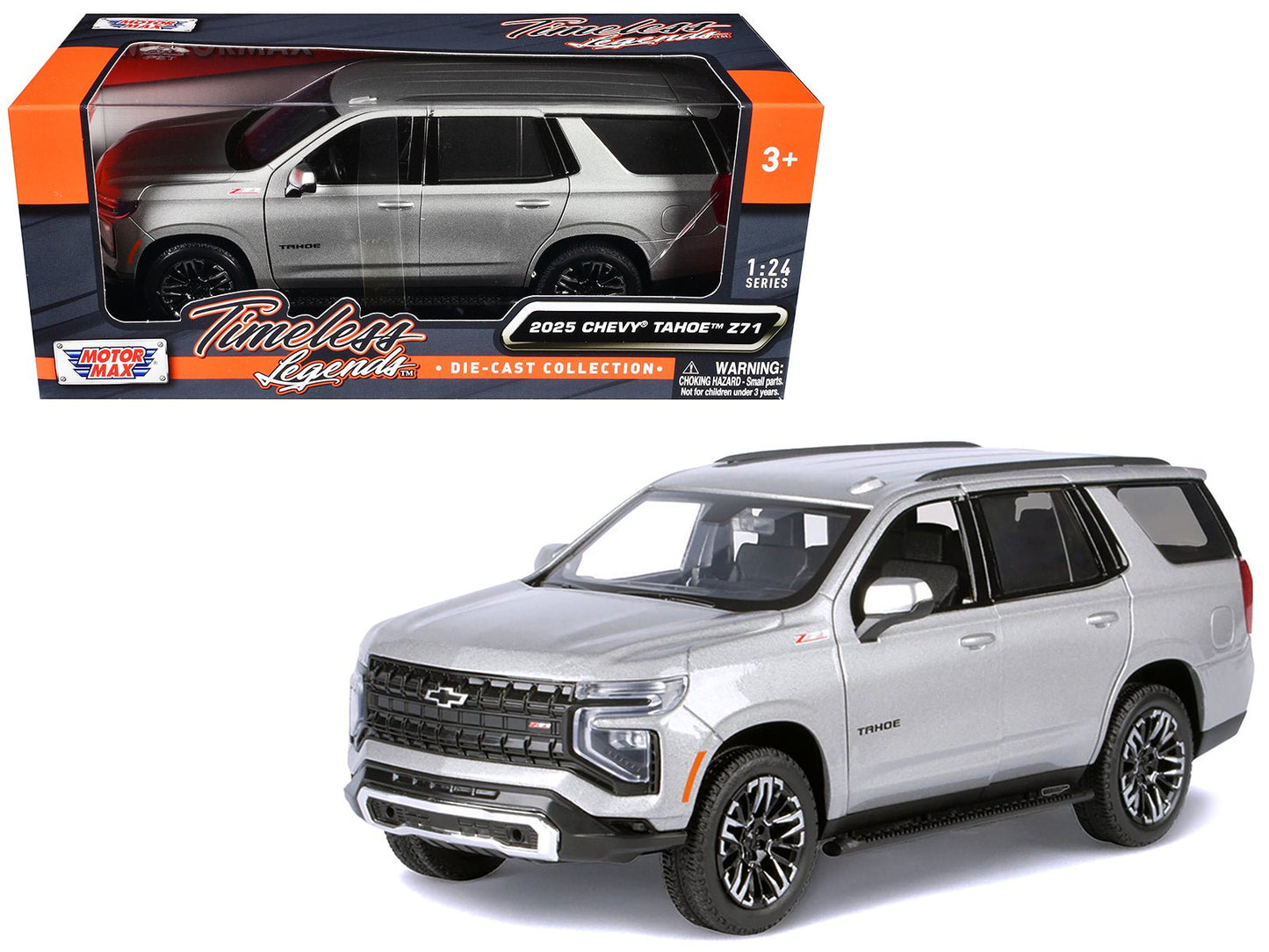 2025 Chevrolet Tahoe Z71 Gray Metallic "Timeless Legends" Series 1/24 Diecast Model Car by Motormax free shipping USA