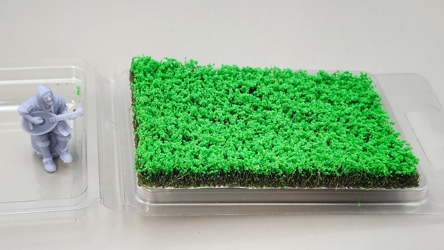 JHT - Green Weiyang Hand-Torn Flower Clusters - Self Adhesive Grass Tufts - 10mm x 58mm x 85mm