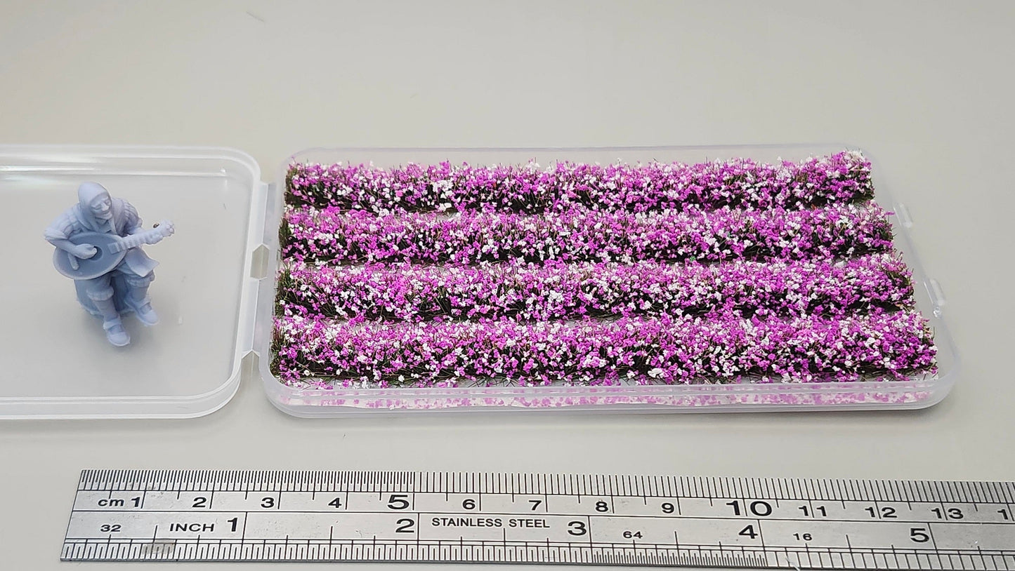 JHT - Shibazakura Strip Flower Cluster - Self Adhesive Grass Tufts - 8mm height x 108mm long 4per pack