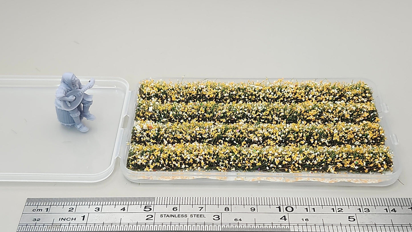 JHT - Chrysanthemum Strip Flower Cluster - Self Adhesive Grass Tufts - 8mm height x 108mm long 4per pack