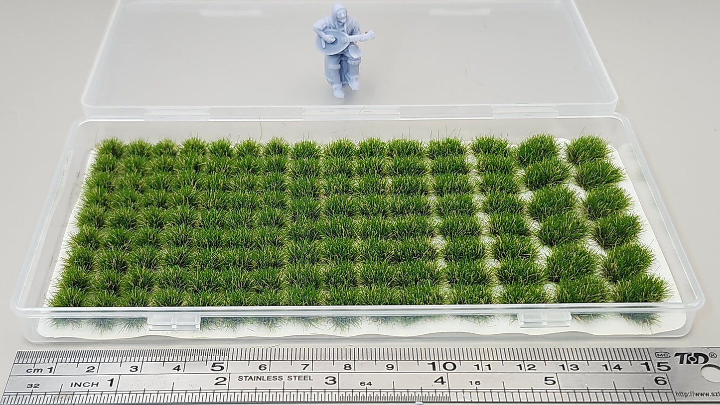 JHT - Summer Green Model Grass Clusters - Self Adhesive Grass Tufts - 5mm height x 8/10mm round, 8x12mm/10x15mm oval base