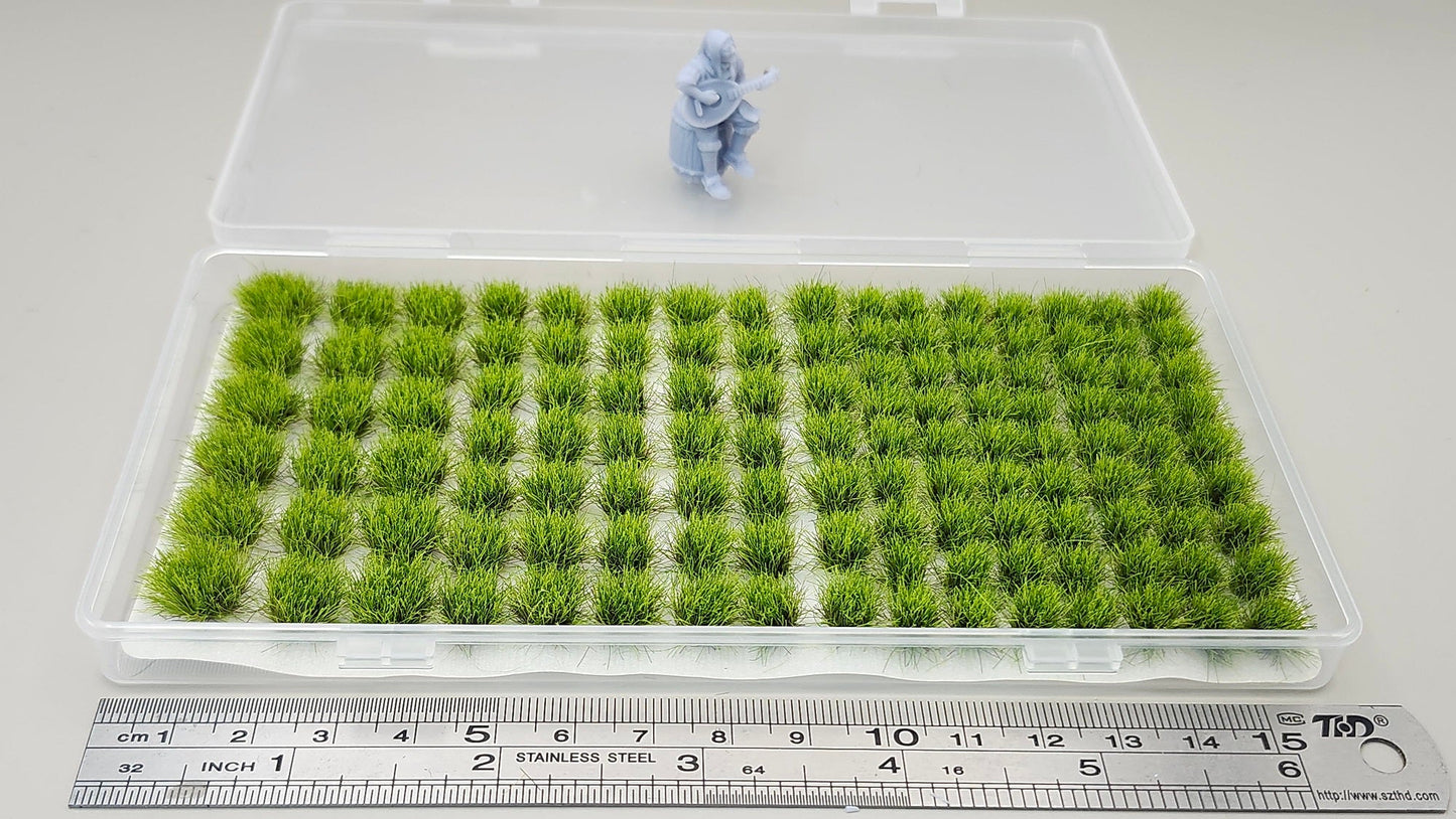 JHT - Spring Green Model Grass Clusters - Self Adhesive Grass Tufts - 8mm height x 8/10/12mm round base