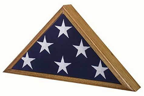 Vintage Oak Veteran Military Retirement Memorial American Flag Case Made In America.