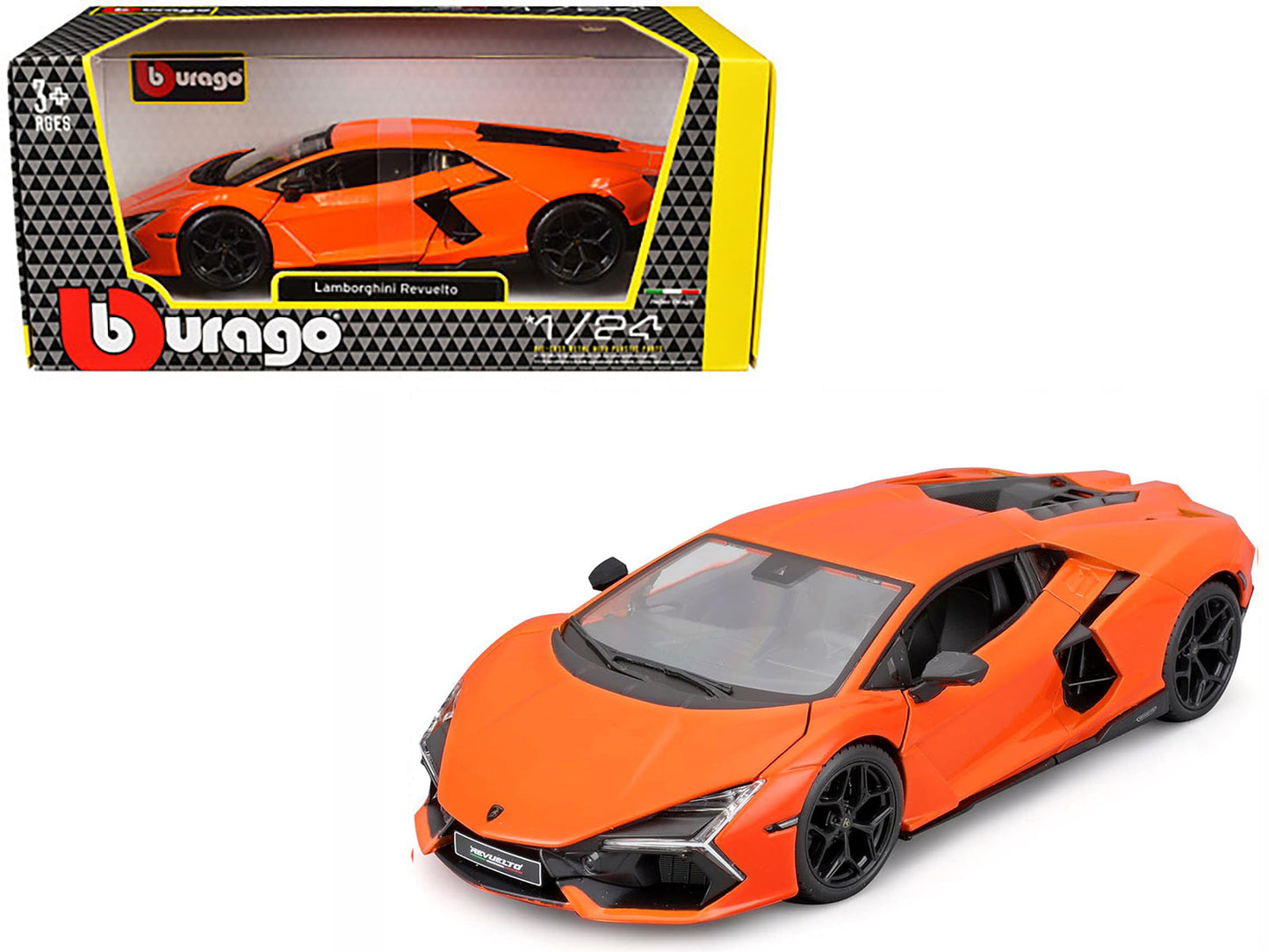 Lamborghini Revuelto Orange "Italian Design" Series 1/24 Diecast Model Car by Bburago free shipping USA
