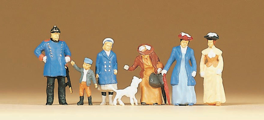 Preiser 12131 HO Scale 1900s Passers-By, Police & Dog