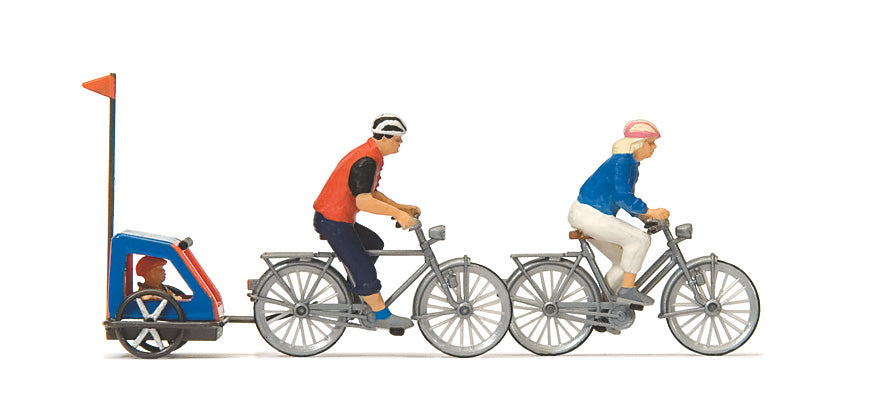 Preiser 10638 HO Scale Family on Bicycle Trip Figure Set