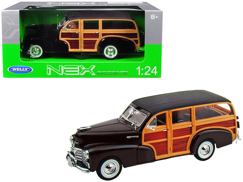 1948 Chevrolet Woody Fleetmaster Dark Brown 1/24 Diecast Model Car by Welly free shipping USA