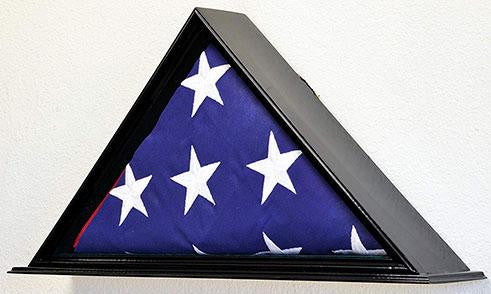 Flag Display Case for 5 x 9.5 Burial/Funeral/Casket/Veterans Military Flag Box, Black Case