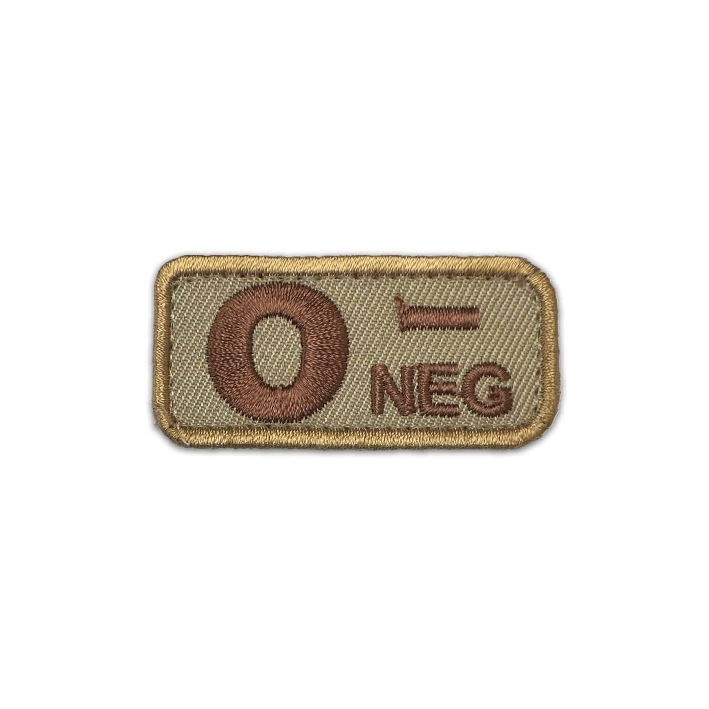 O- Blood Type Patch Desert W/ Brown Letters W/ Hook Fastener
