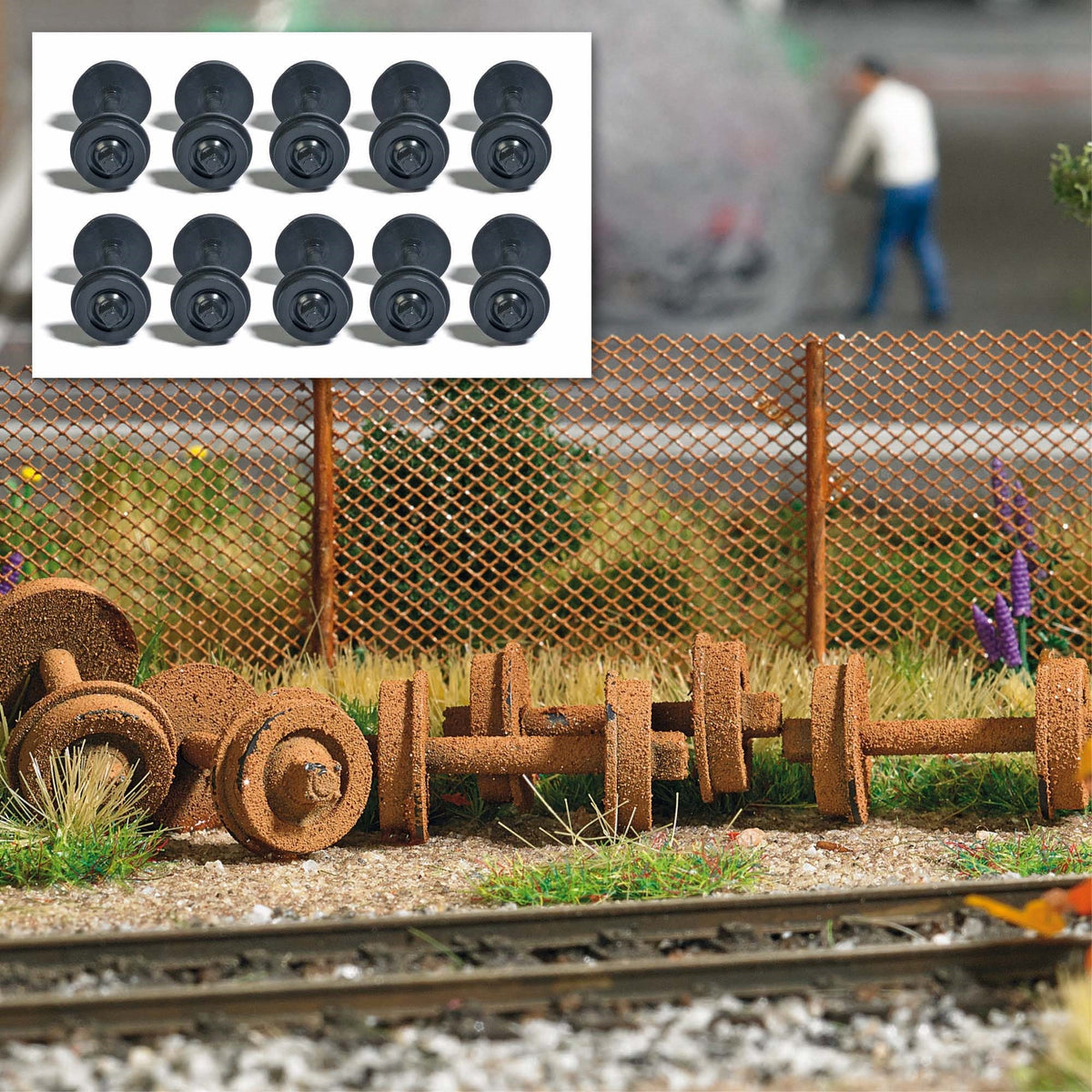 Busch 7762 HO Scale Decorative Wheelsets, Pack of 10