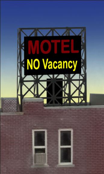 Miller Engineering 338975 N/Z Scale Motel Rooftop Sign