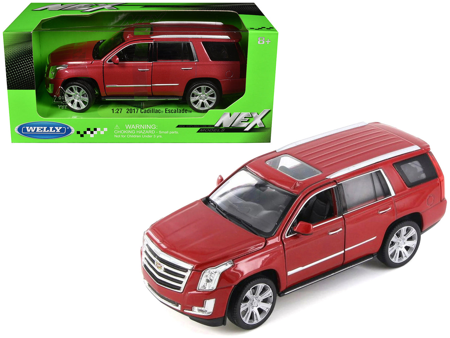 2017 Cadillac Escalade with Sunroof Red Metallic 1/24-1/27 Diecast Model Car by Welly free shipping USA