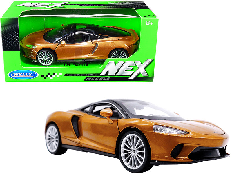 McLaren GT Gold Metallic with Black Top "NEX Models" 1/24 Diecast Model Car by Welly free shipping USA