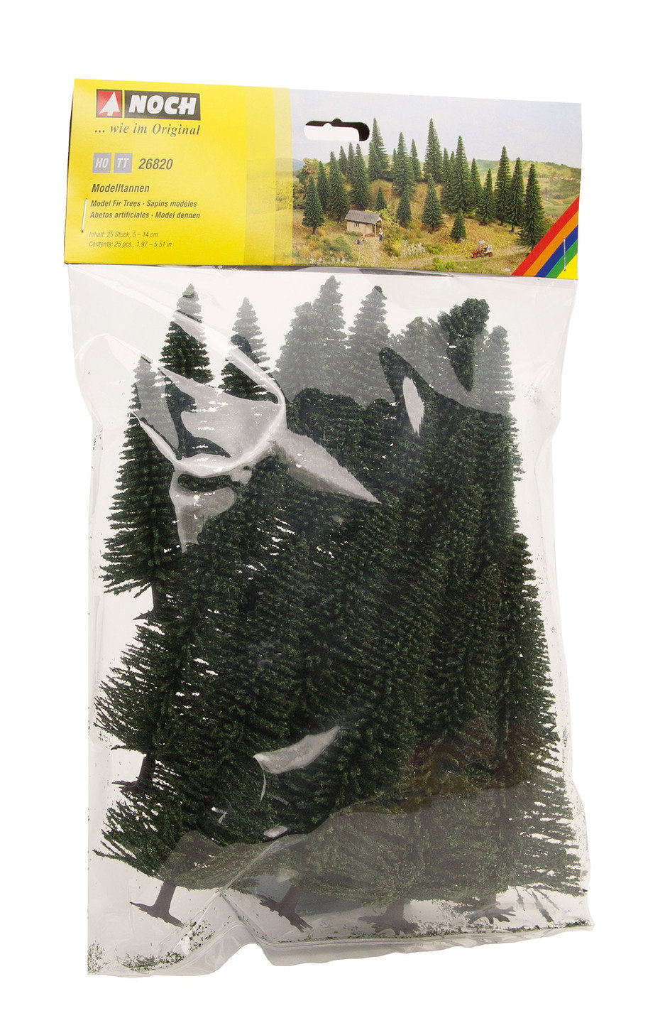 Noch 26820 HO/TT Scale Fir Trees, 5-14 cm, Pack of 25