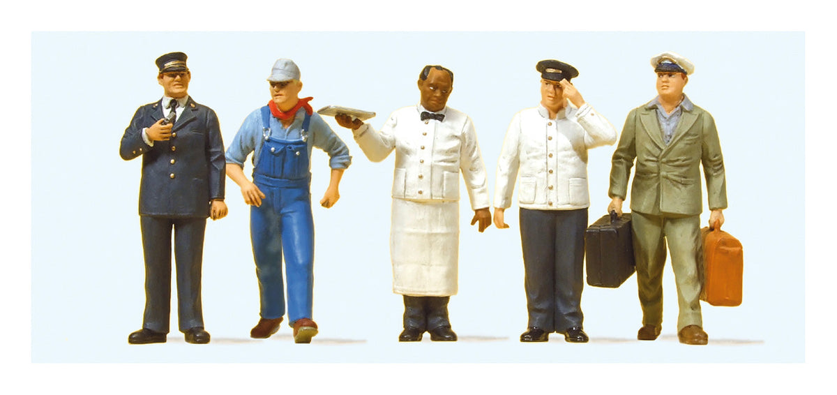Preiser 65355 O Scale US Railway Personnel Set pkg(5)