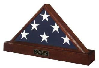Marine Corps flag and Pedestal Case - Cherry