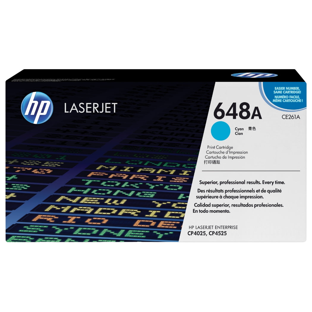 New, Pre-Owned - HP 648A Cyan Standard-Yield LaserJet Toner Cartridge, CE261A