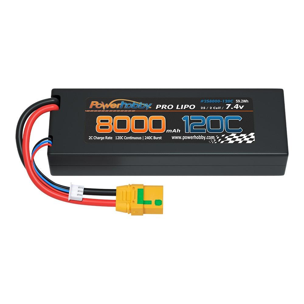 Powerhobby 2S 7.4V 8000MAH 120C Graphene + Lipo Battery XT90 Hard Case
