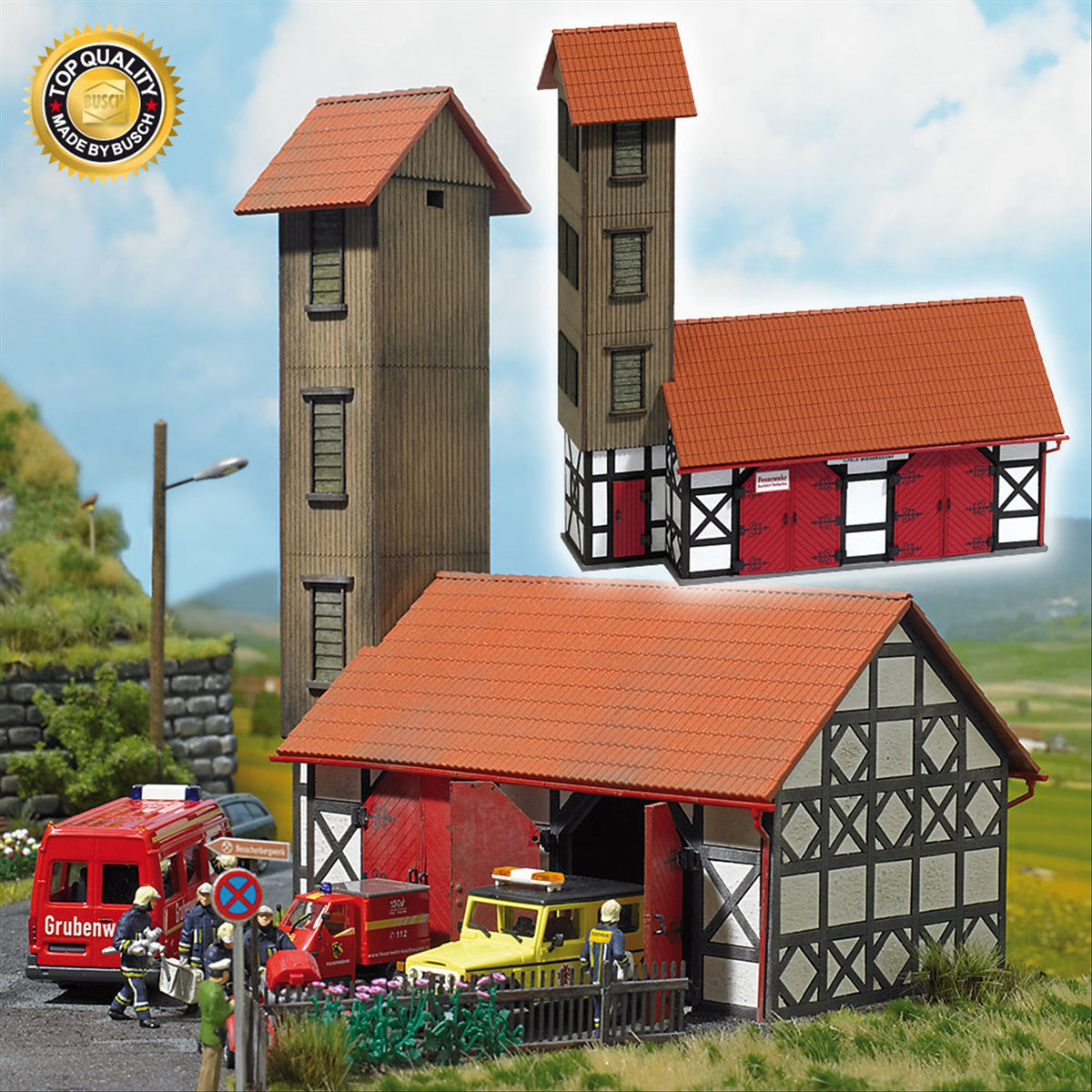 Busch 1452 HO Scale Fire Department Equipment House Kit