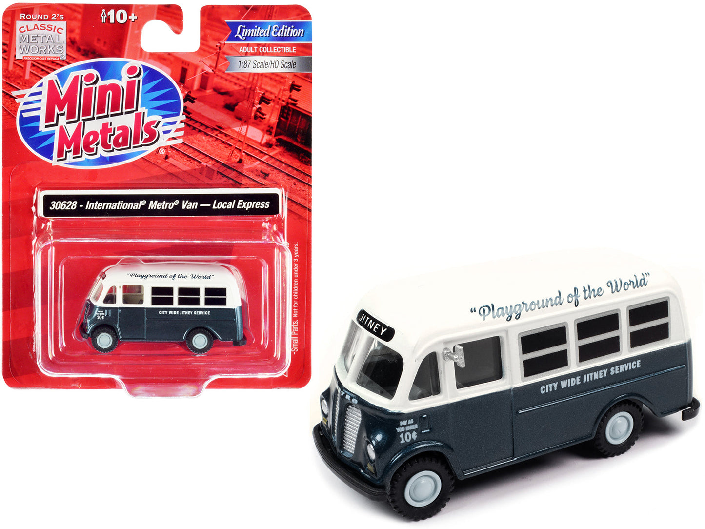 International Metro Van Dark Blue Metallic and White "City Wide Jitney Service" 1/87 (HO) Scale Model Car by Classic Metal Works free shipping USA