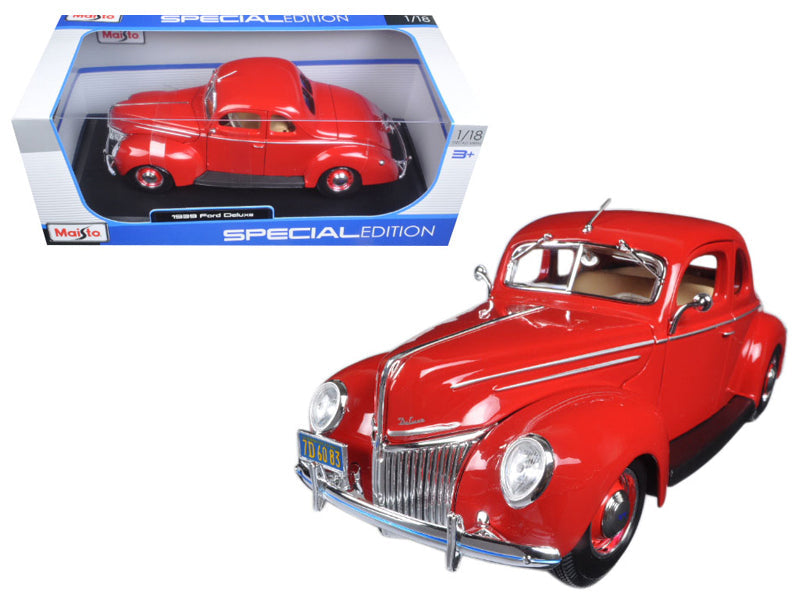 1939 Ford Deluxe Tudor Red 1/18 Diecast Model Car by Maisto free shipping USA