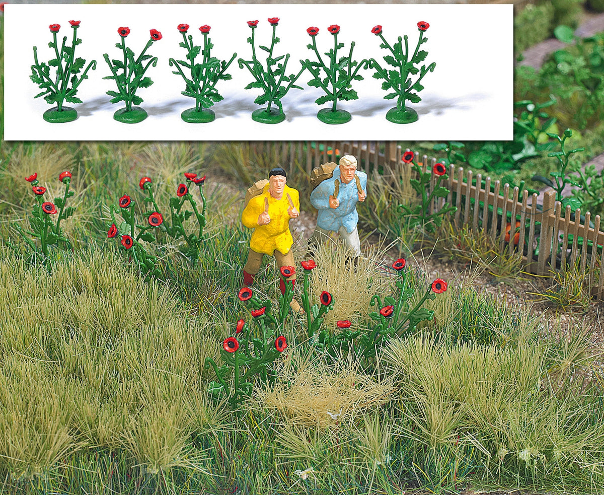 Busch 1255 HO Scale Red Poppies Kit (80 Plants)