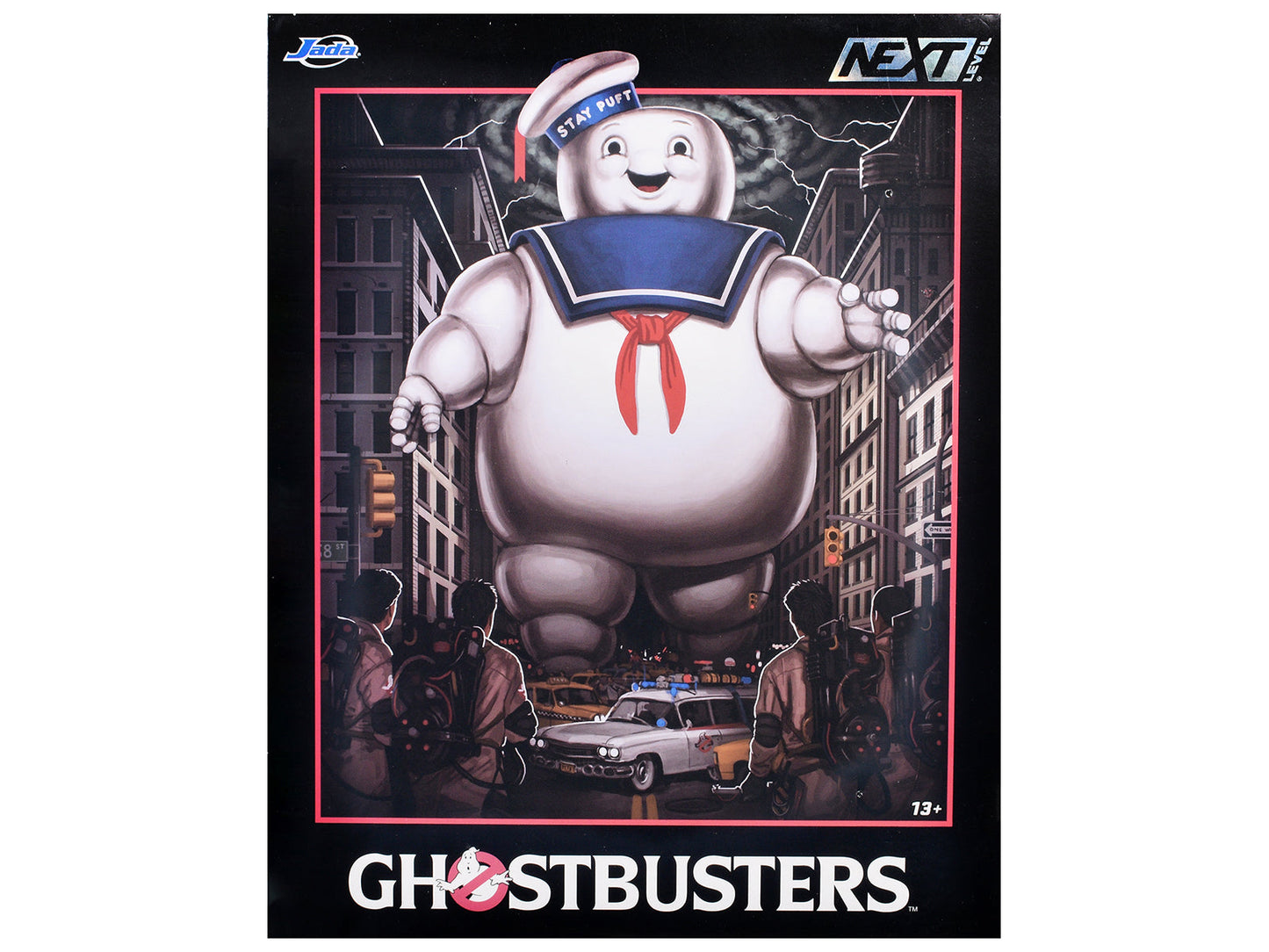 "Ghostbusters" 6" Stay Puft Marshmallow Man Figure with Nano Ecto-1 Car Diorama Set "Ghostbusters" (1984) Movie "Next Level" Series Model by Jada free shipping USA