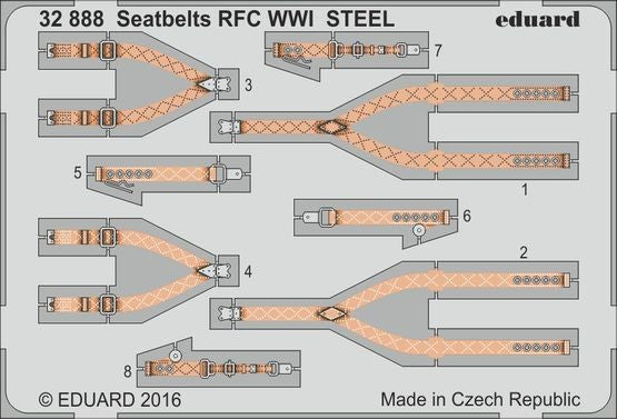 Eduard 32888 1/32 Aircraft- RFC Steel WWI Seatbelts (Painted)