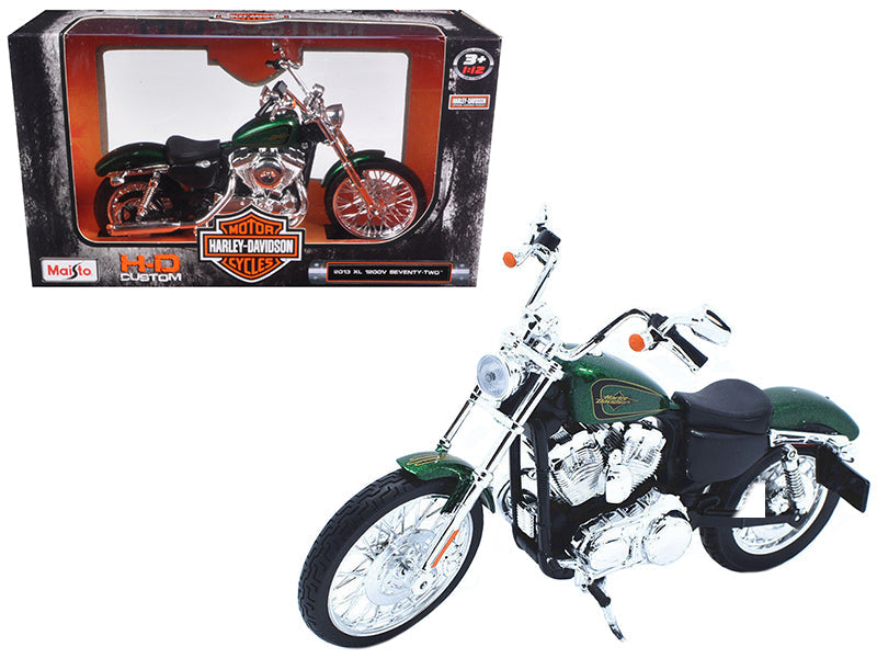 2013 Harley Davidson XL 1200V Seventy Two Green Motorcycle Model 1/12 by Maisto free shipping USA