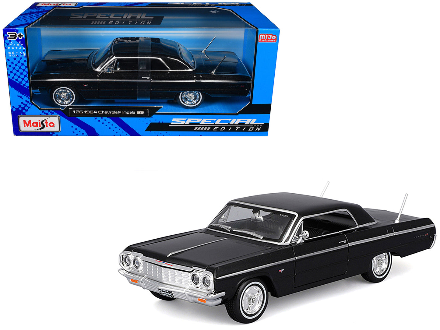 1964 Chevrolet Impala SS Black "Special Edition" Series 1/26 Diecast Model Car by Maisto free shipping USA