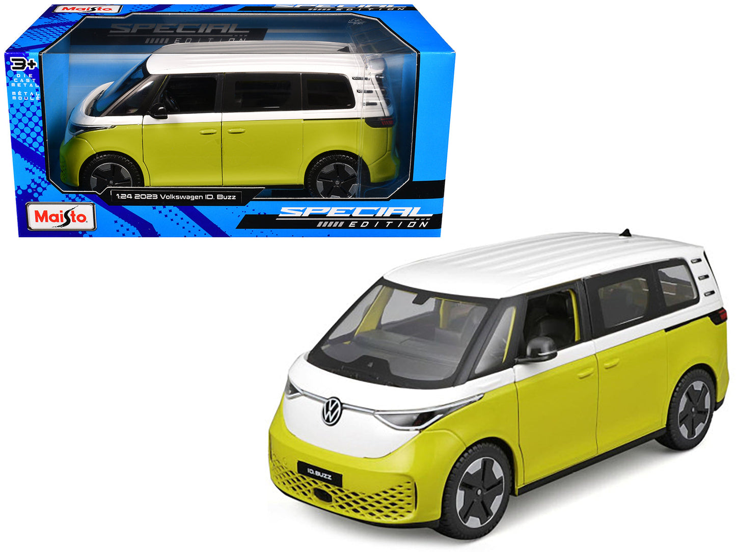 2023 Volkswagen ID. Buzz Van Yellow and White "Special Edition" Series 1/24 Diecast Model Car by Maisto free shipping USA