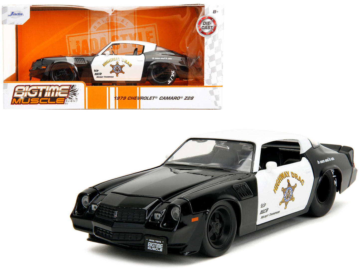 1979 Chevrolet Camaro Z28 Police Black and White "Highway Drag" "Bigtime Muscle" Series 1/24 Diecast Model Car by Jada free shipping USA