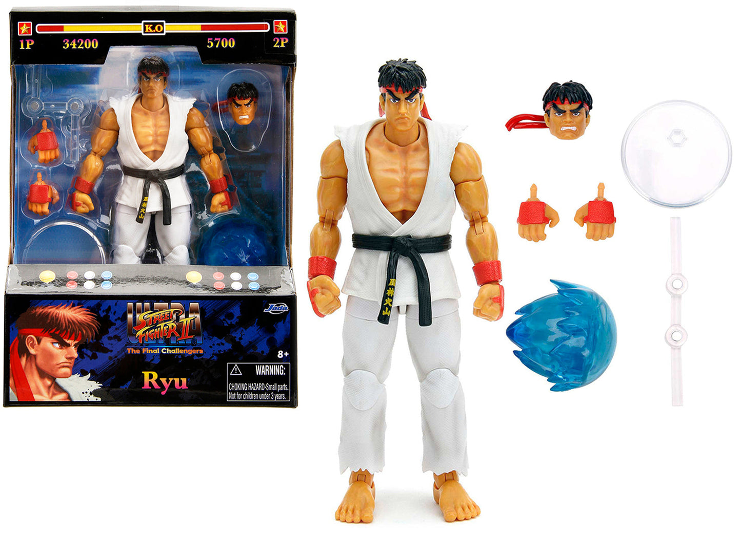 Ryu 6" Moveable Figure with Accessories and Alternate Head and Hands "Ultra Street Fighter II: The Final Challengers" (2017) Video Game model by Jada free shipping USA