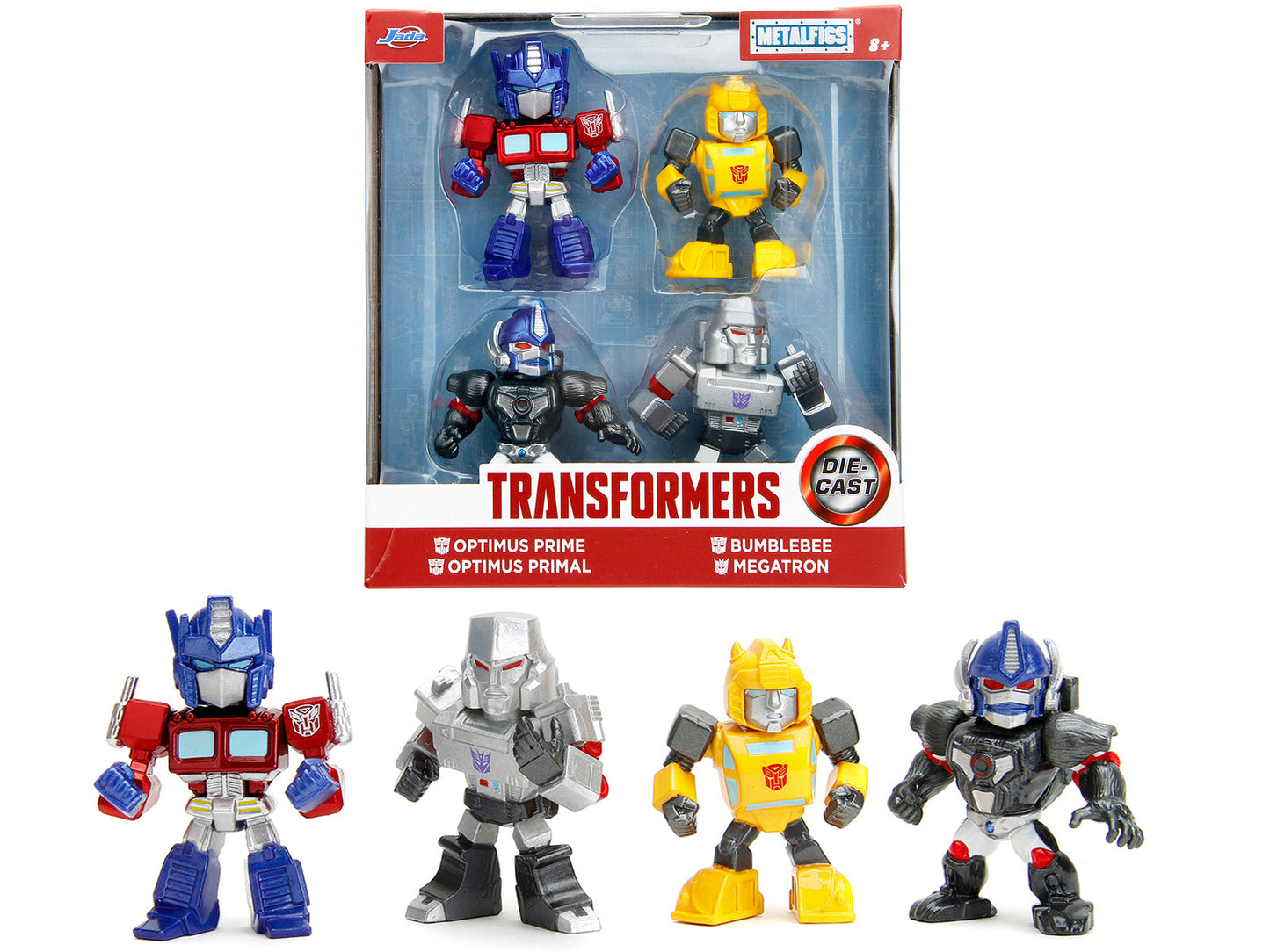 Set of 4 Diecast Figures "Transformers" TV Series "Metalfigs" Series Diecast Models by Jada free shipping USA