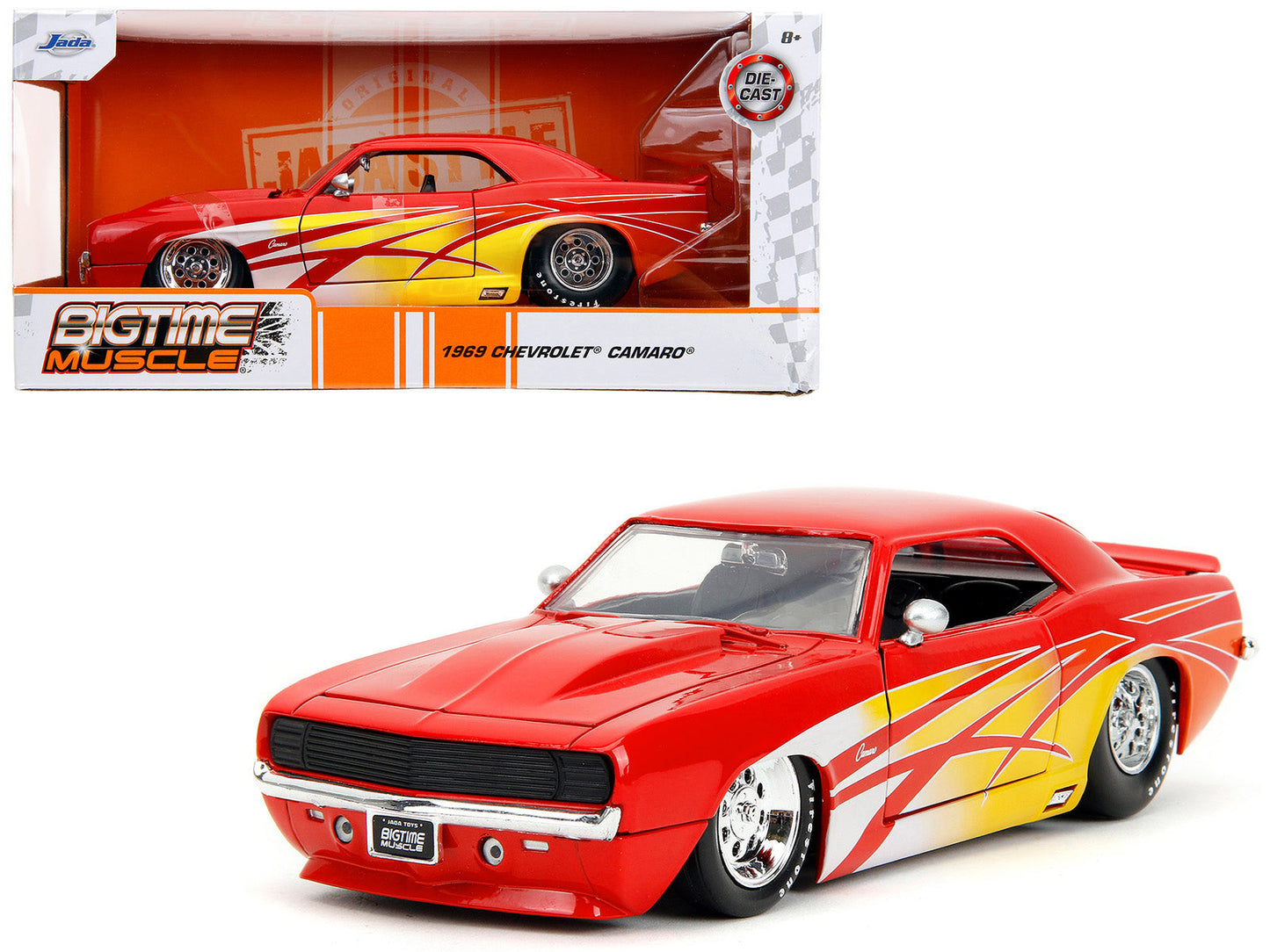 1969 Chevrolet Camaro Red with Graphics "BigTime Muscle" Series 1/24 Diecast Model Car by Jada free shipping USA