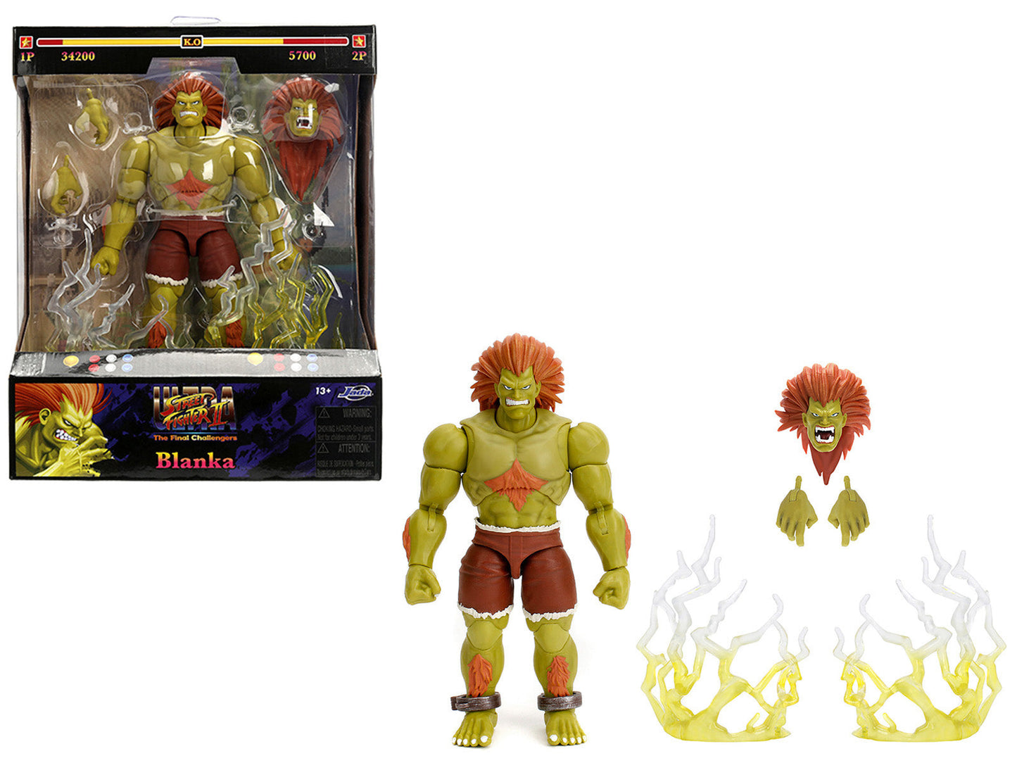 Blanka 7.5" Moveable Figure with Accessories and Alternate Head and Hands "Ultra Street Fighter II: The Final Challengers" (2017) Video Game Model by Jada free shipping USA