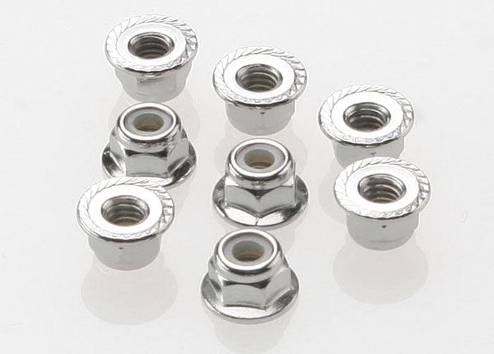 Traxxas 3647 4mm Steel Flanged Serrated Nylon Locking Nuts (8)