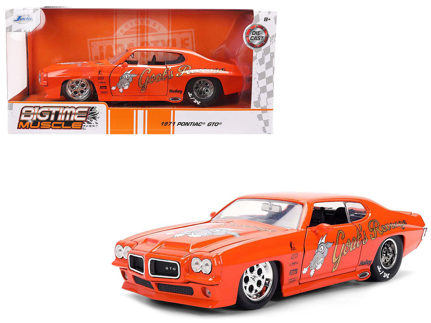 1971 Pontiac GTO "Goat's Revenge" Orange with Graphics "Bigtime Muscle" Series 1/24 Diecast Model Car by Jada free shipping USA
