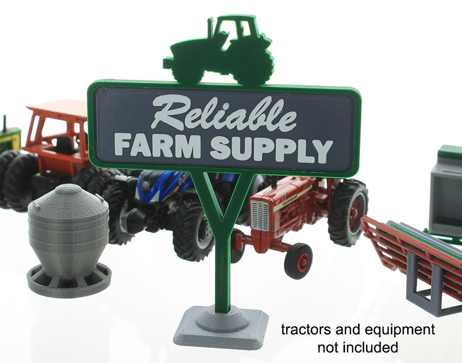 3D To Scale 64-622-GR 1/64 – Reliable Farm Supply Sign Green Scene Prop