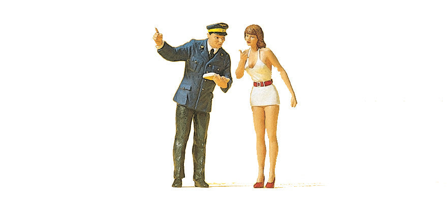 Preiser 45001 G Scale Girl & Station Clerk Figures (2)