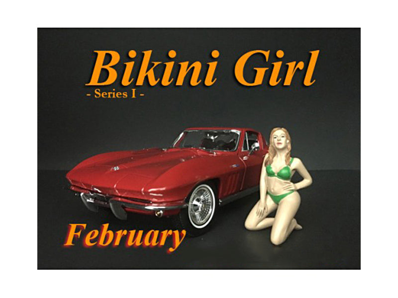 February Bikini Calendar Girl Figurine for 1/24 Scale Models by American Diorama free shipping USA