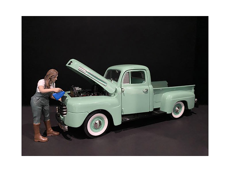 Car Girl in Tee Kylie Figurine for 1/18 Scale Models by American Diorama free shipping USA