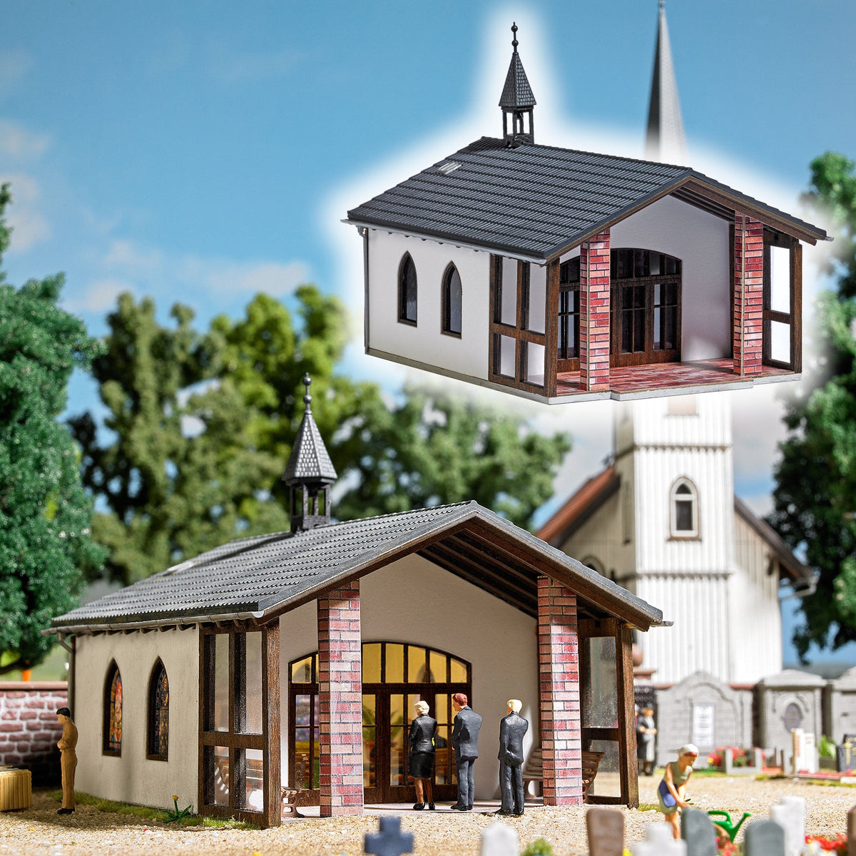 Busch 1566 HO Scale Cemetery Chapel Kit