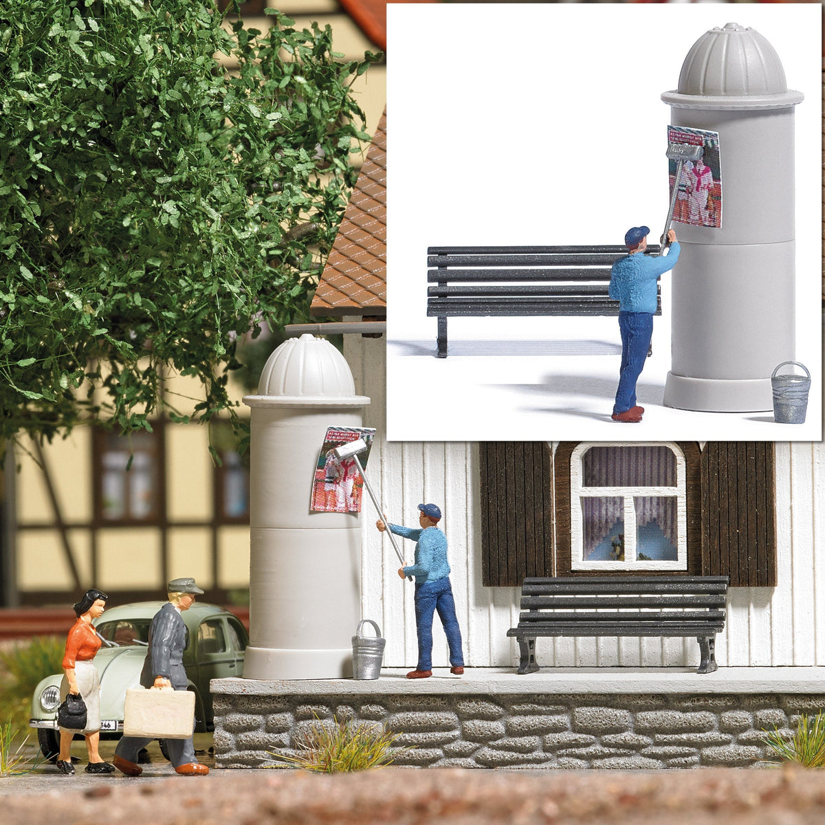 Busch 7909 HO Scale Billsticker Action Set with Figure