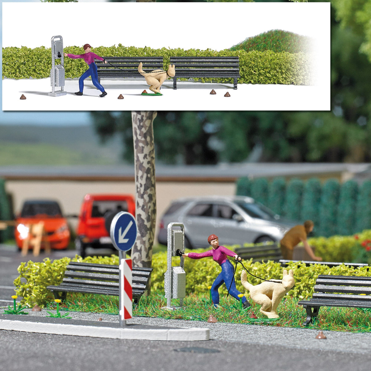 Busch 7851 HO Scale Pet Waste Station Action Set