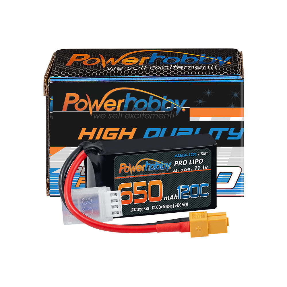 Powerhobby 3S 11.1V 650mAh 120C GRAPHENE Lipo Battery w XT60 Plug