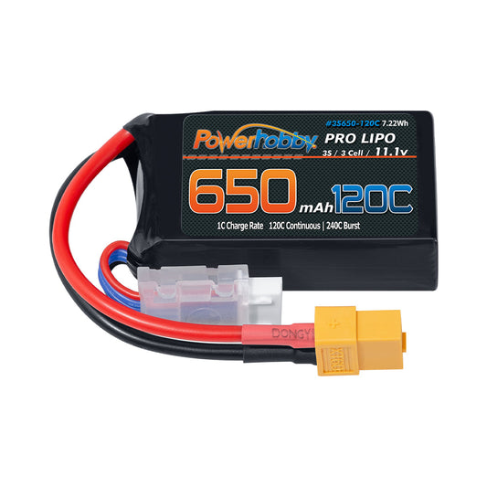 Powerhobby 3S 11.1V 650mAh 120C GRAPHENE Lipo Battery w XT60 Plug