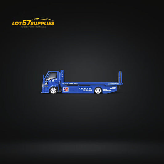 MicroTurbo HINO 300 Custom Truck Flatbed Blue Calsonic Livery 1:64