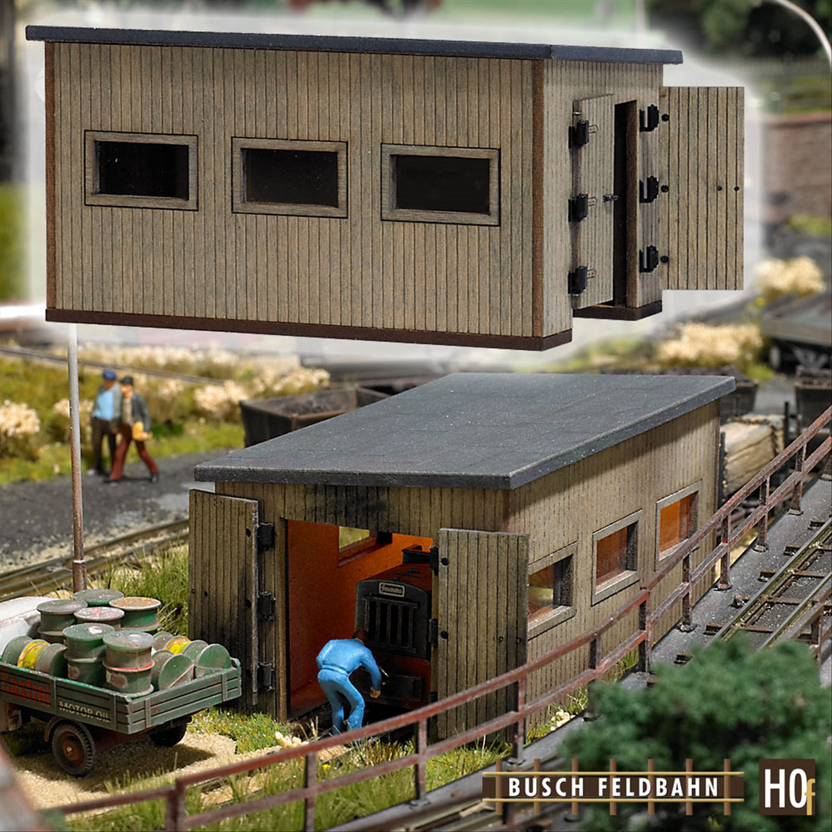 Busch 12380 HO Scale Feldbahn Locomotive Shed Laser-Cut Kit