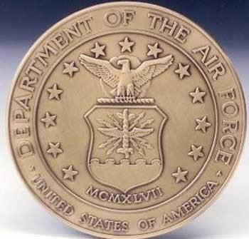 US Air Force Official Logo Authorized Military Insignia Solid Brass Attachable Medallion.